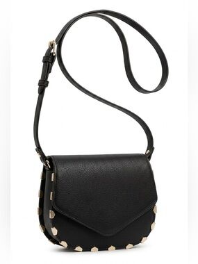 ZARA Black Vegan Leather Crossbody Bag with Lt. Gold Trim